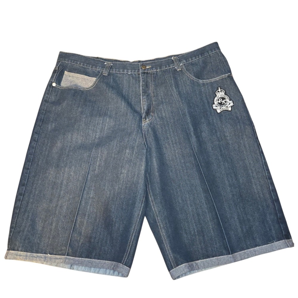 Red Ape VTG Jorts Mens 48 Dark Wash Chambray Trimmed Denim Baggy Y2K Streetwear
